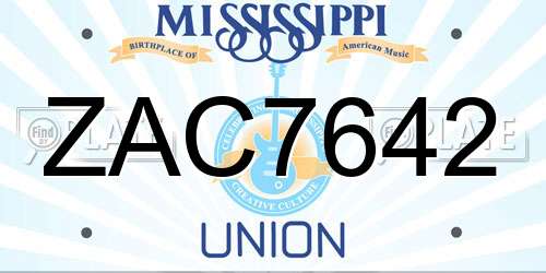 ZAC7642 Mississippi License Plate
