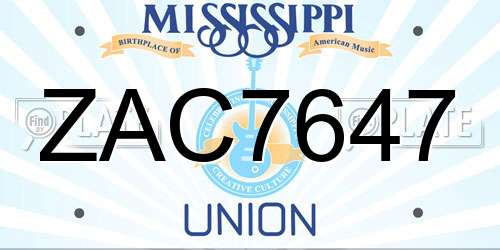 ZAC7647 Mississippi License Plate