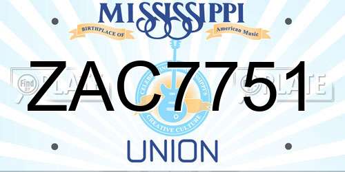 ZAC7751 Mississippi License Plate
