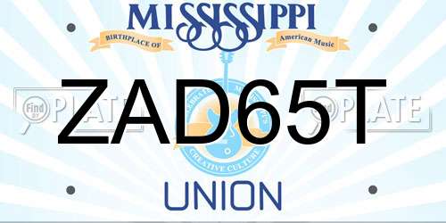 ZAD65T Mississippi License Plate