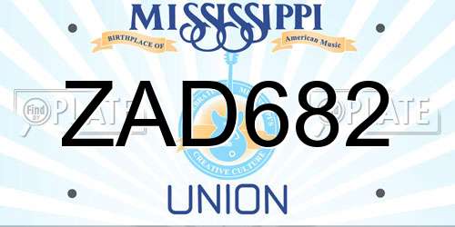 ZAD682 Mississippi License Plate
