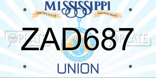 ZAD687 Mississippi License Plate