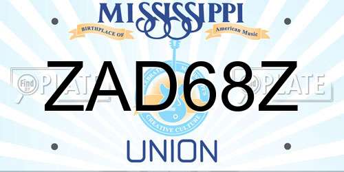 ZAD68Z Mississippi License Plate