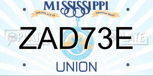 ZAD73E Mississippi License Plate