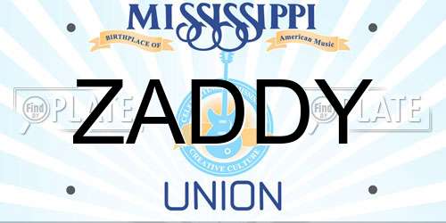 ZADDY Mississippi License Plate