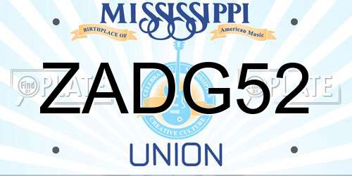 ZADG52 Mississippi License Plate