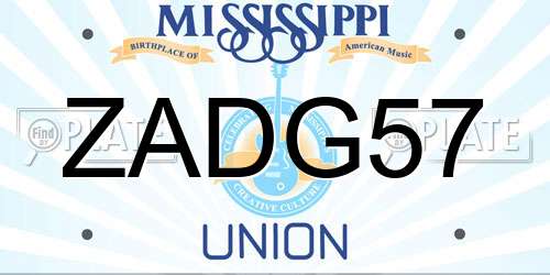 ZADG57 Mississippi License Plate