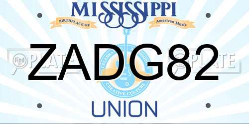 ZADG82 Mississippi License Plate