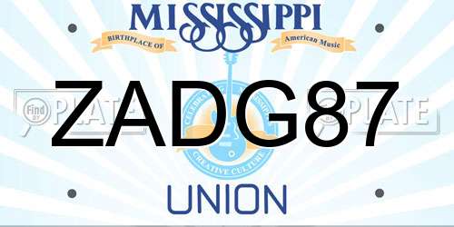 ZADG87 Mississippi License Plate