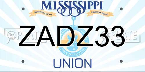 ZADZ33 Mississippi License Plate