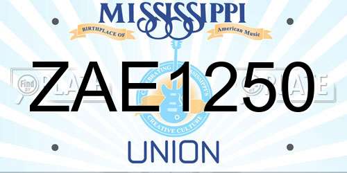 ZAE1250 Mississippi License Plate