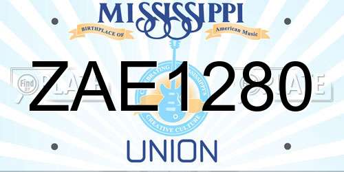 ZAE1280 Mississippi License Plate