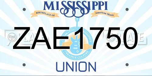 ZAE1750 Mississippi License Plate