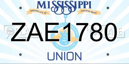 ZAE1780 Mississippi License Plate