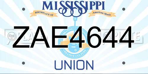 ZAE4644 Mississippi License Plate