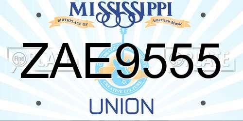 ZAE9555 Mississippi License Plate