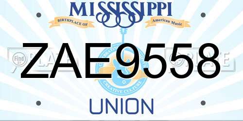 ZAE9558 Mississippi License Plate