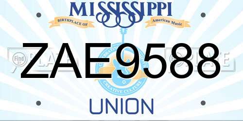 ZAE9588 Mississippi License Plate