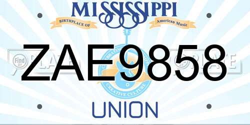 ZAE9858 Mississippi License Plate