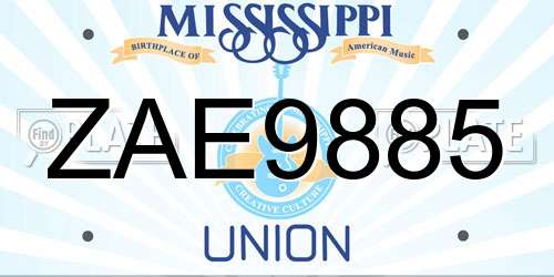 ZAE9885 Mississippi License Plate