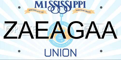 ZAEAGAA Mississippi License Plate