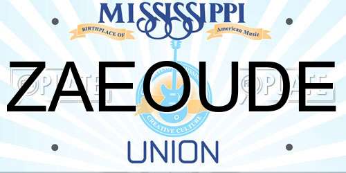 ZAEOUDE Mississippi License Plate
