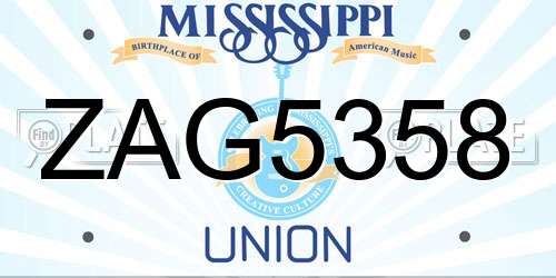 ZAG5358 Mississippi License Plate