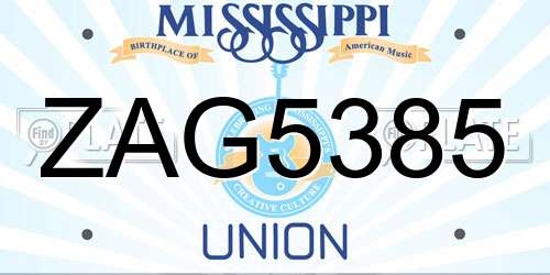 ZAG5385 Mississippi License Plate