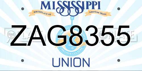 ZAG8355 Mississippi License Plate