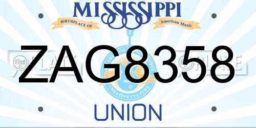 ZAG8358 Mississippi License Plate