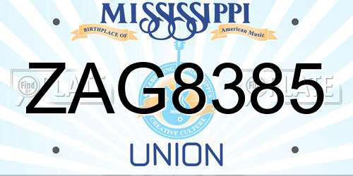 ZAG8385 Mississippi License Plate