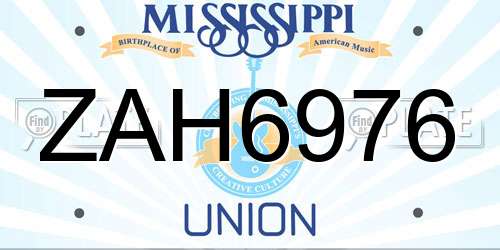 ZAH6976 Mississippi License Plate