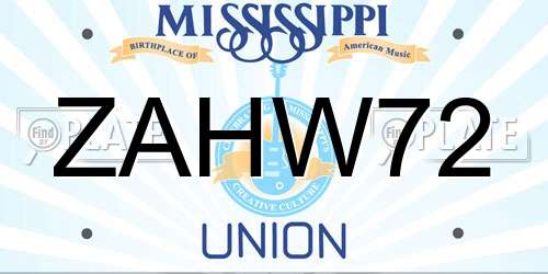 ZAHW72 Mississippi License Plate