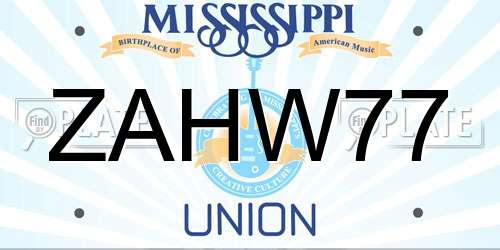 ZAHW77 Mississippi License Plate