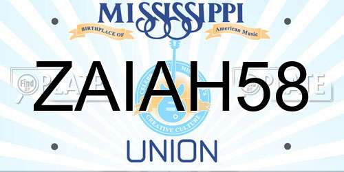 ZAIAH58 Mississippi License Plate