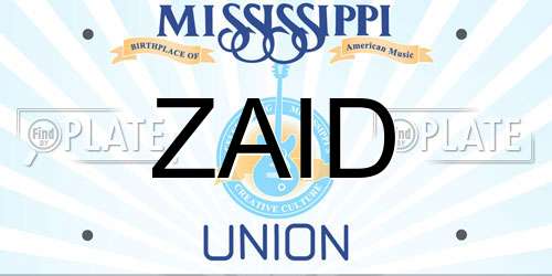 ZAID Mississippi License Plate