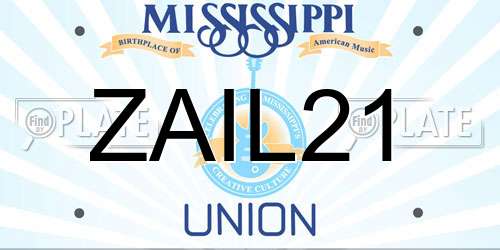 ZAIL21 Mississippi License Plate