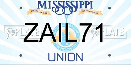 ZAIL71 Mississippi License Plate