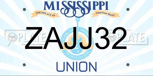 ZAJJ32 Mississippi License Plate