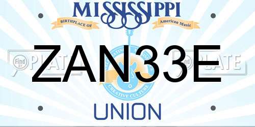 ZAN33E Mississippi License Plate