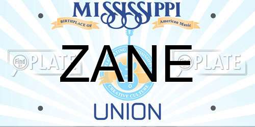 ZANE Mississippi License Plate