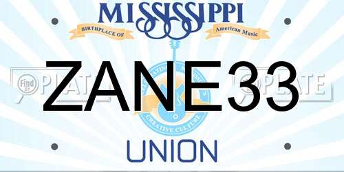 ZANE33 Mississippi License Plate