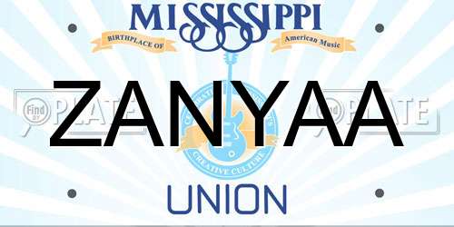 ZANYAA Mississippi License Plate