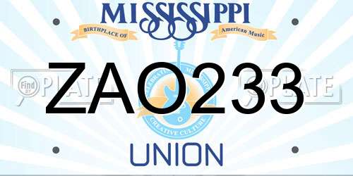 ZAO233 Mississippi License Plate