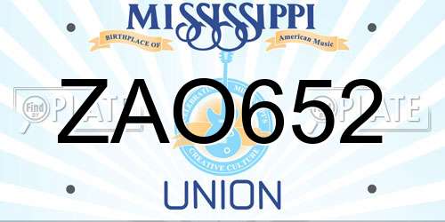 ZAO652 Mississippi License Plate
