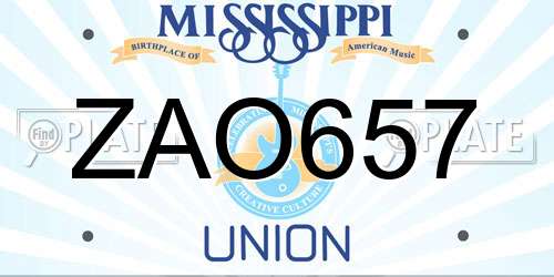 ZAO657 Mississippi License Plate