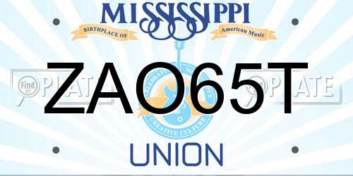 ZAO65T Mississippi License Plate