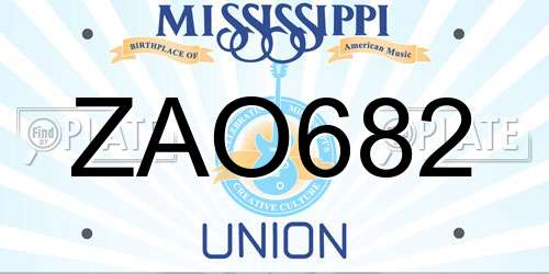ZAO682 Mississippi License Plate