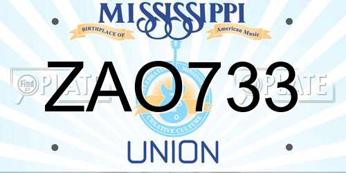 ZAO733 Mississippi License Plate