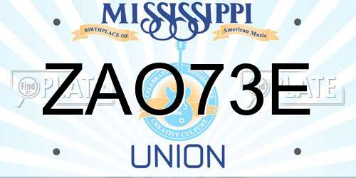 ZAO73E Mississippi License Plate